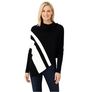 White House Black Market M/L poncho style sweater with split turtle neck